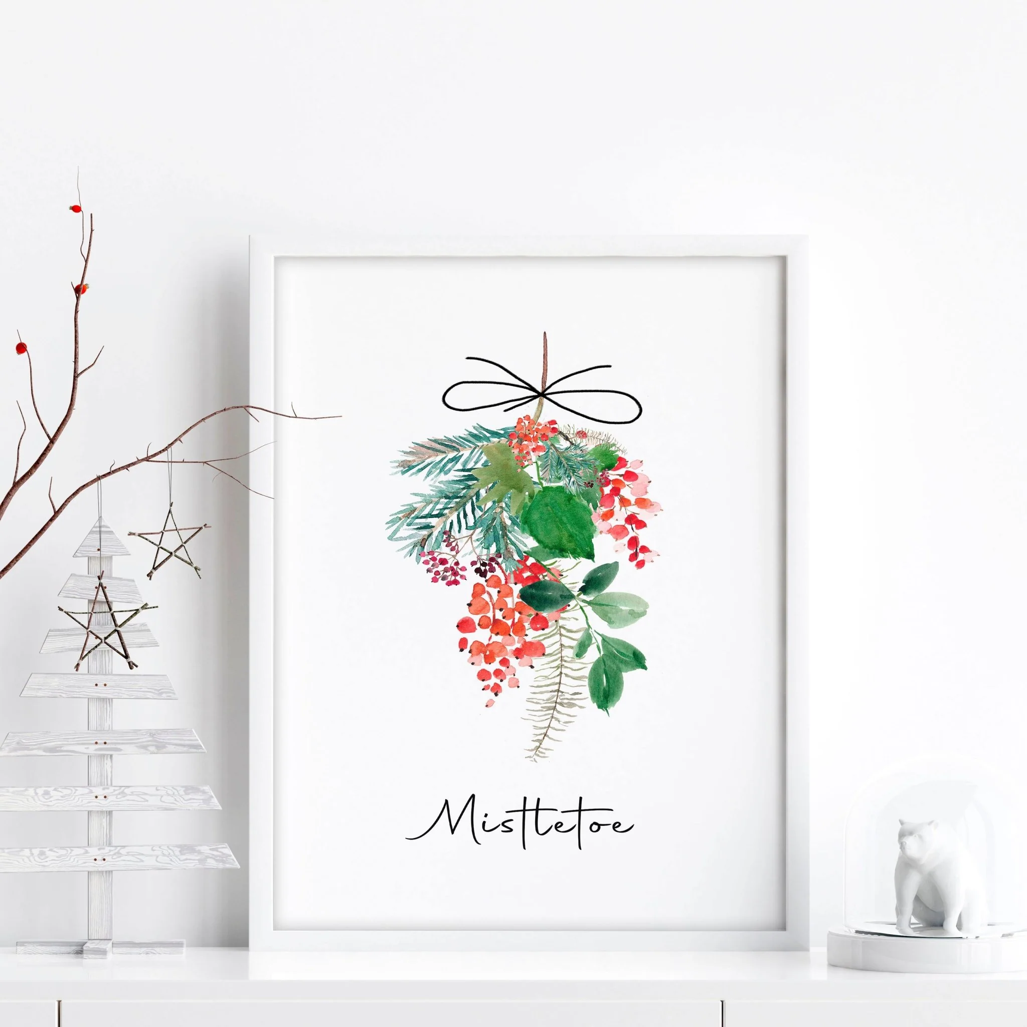 Christmas wall decorations indoor | Mistletoe wall art print - Image 2