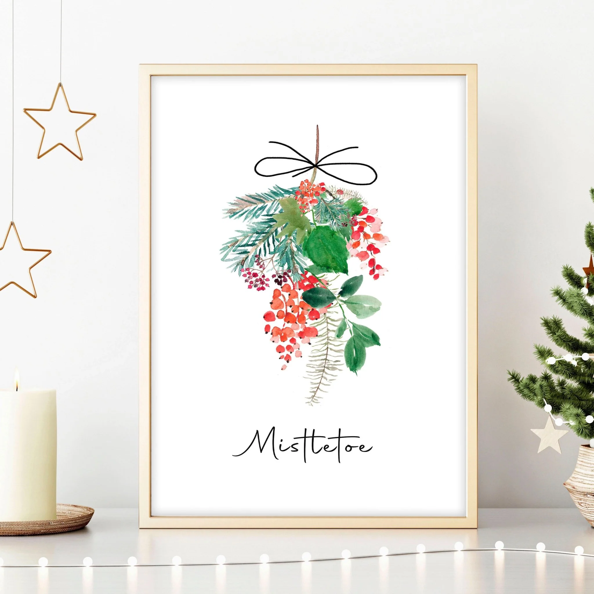 Christmas wall decorations indoor | Mistletoe wall art print - Image 4