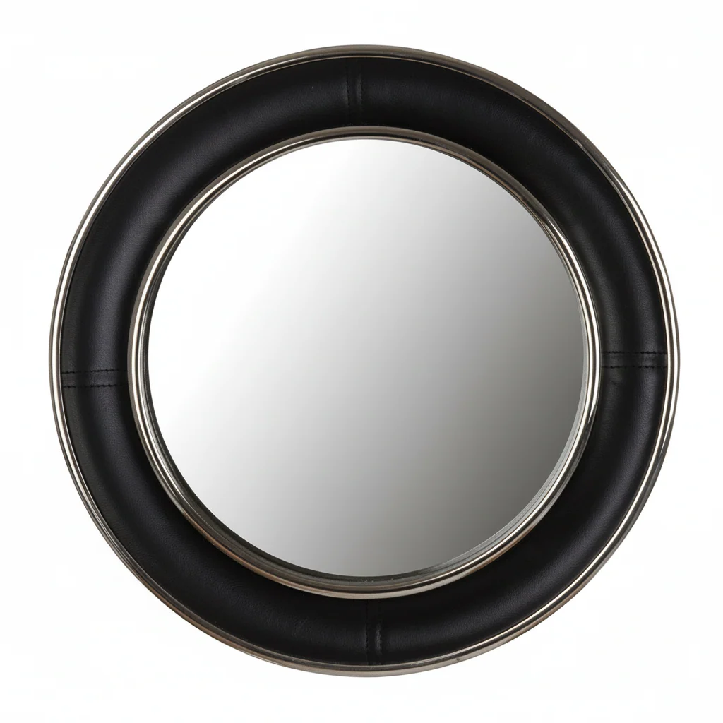 Churchill Black Genuine Leather Wide Rim Wall Mirror