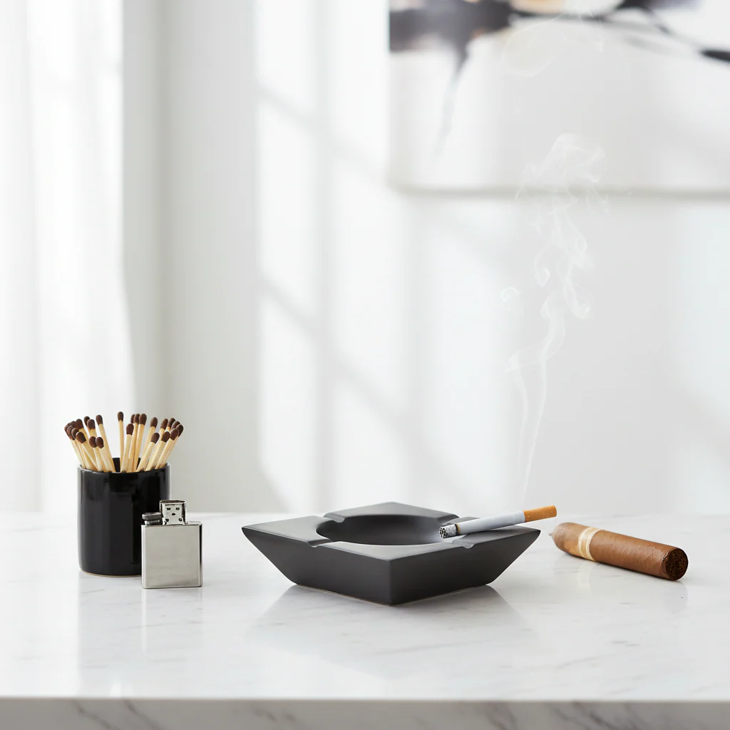 Churchill Black Nickel Finish Square Ashtray - Image 4