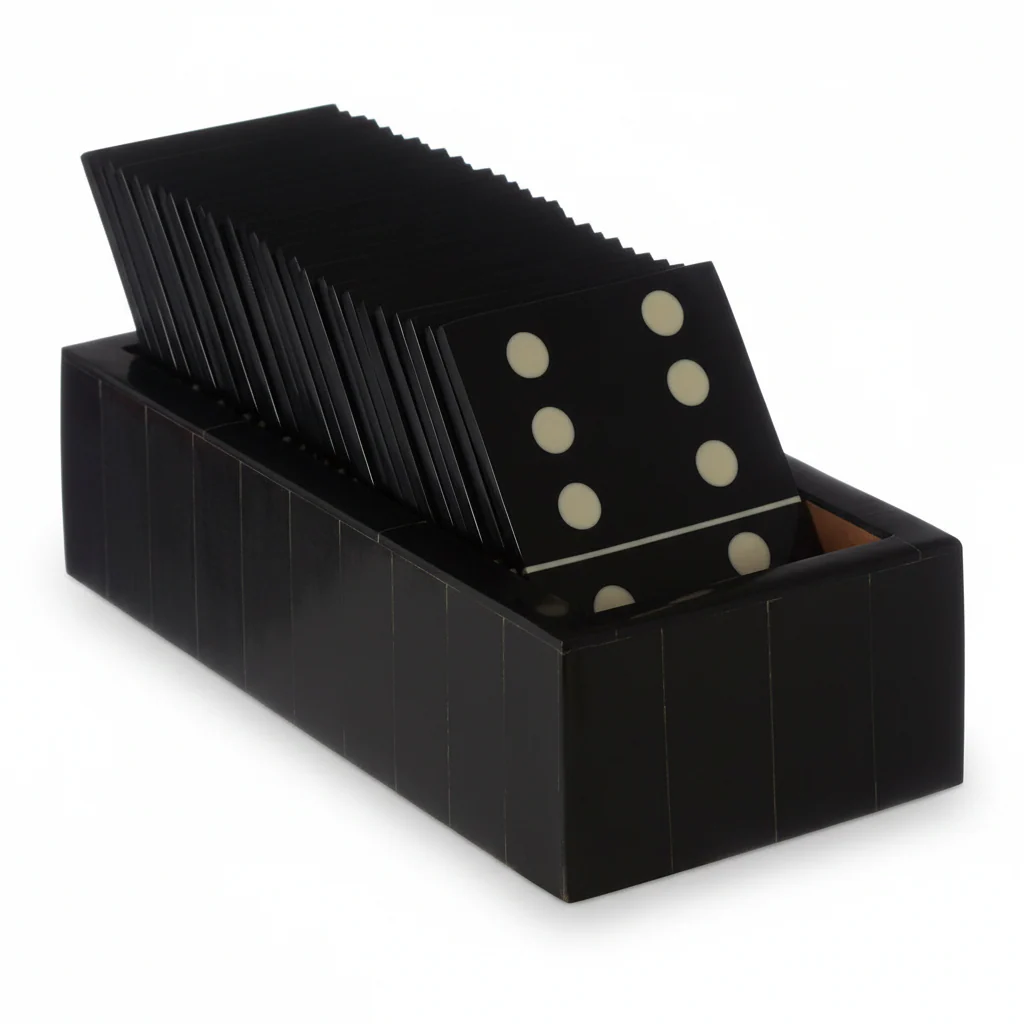 Churchill Games Black Domino Set With Black Dominoes