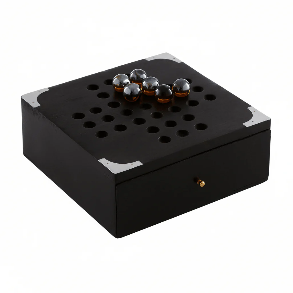 Churchill Games Black Sheesham Wood Solitaire Games Box - Image 5