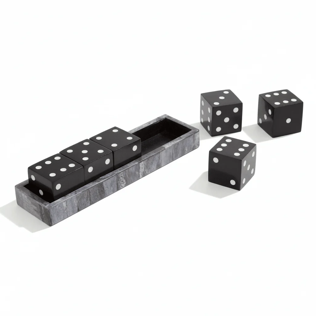 Churchill Games Grey Bone Dice Set with Black Dice