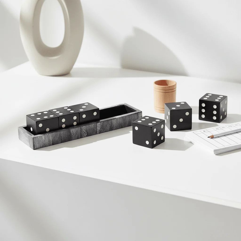 Churchill Games Grey Bone Dice Set with Black Dice - Image 4