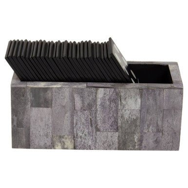 Churchill Games Grey Bone Domino Set with Black Dominoes - Image 5