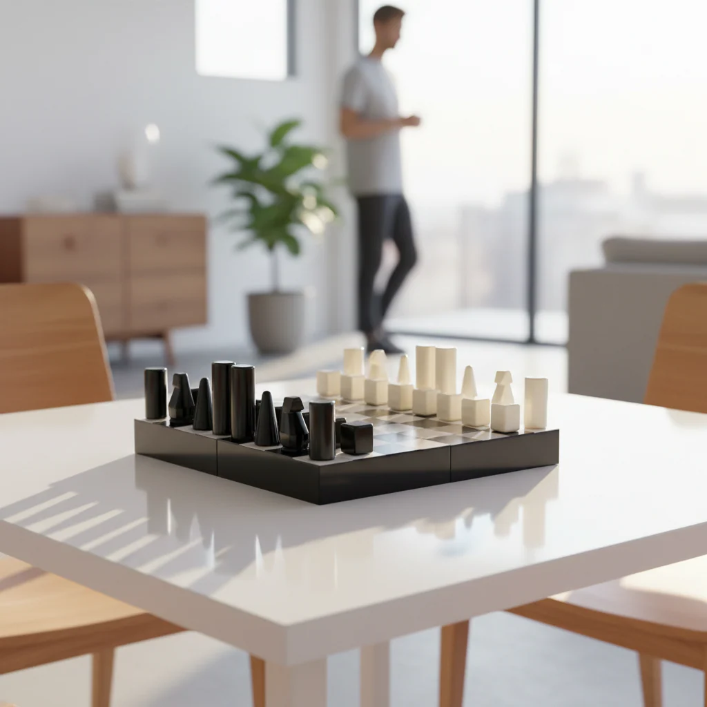 Churchill Games Small Black and White Foldable Chess Set - Image 2