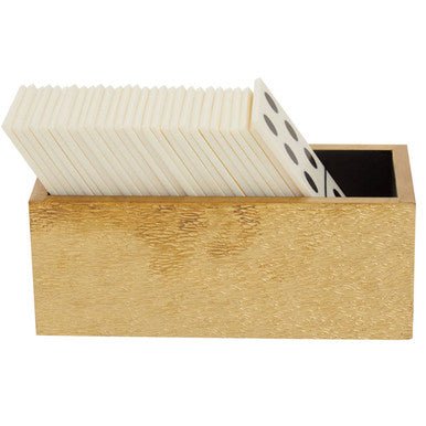 Churchill Games White and Gold Domino Set with White Dominoes - Image 5