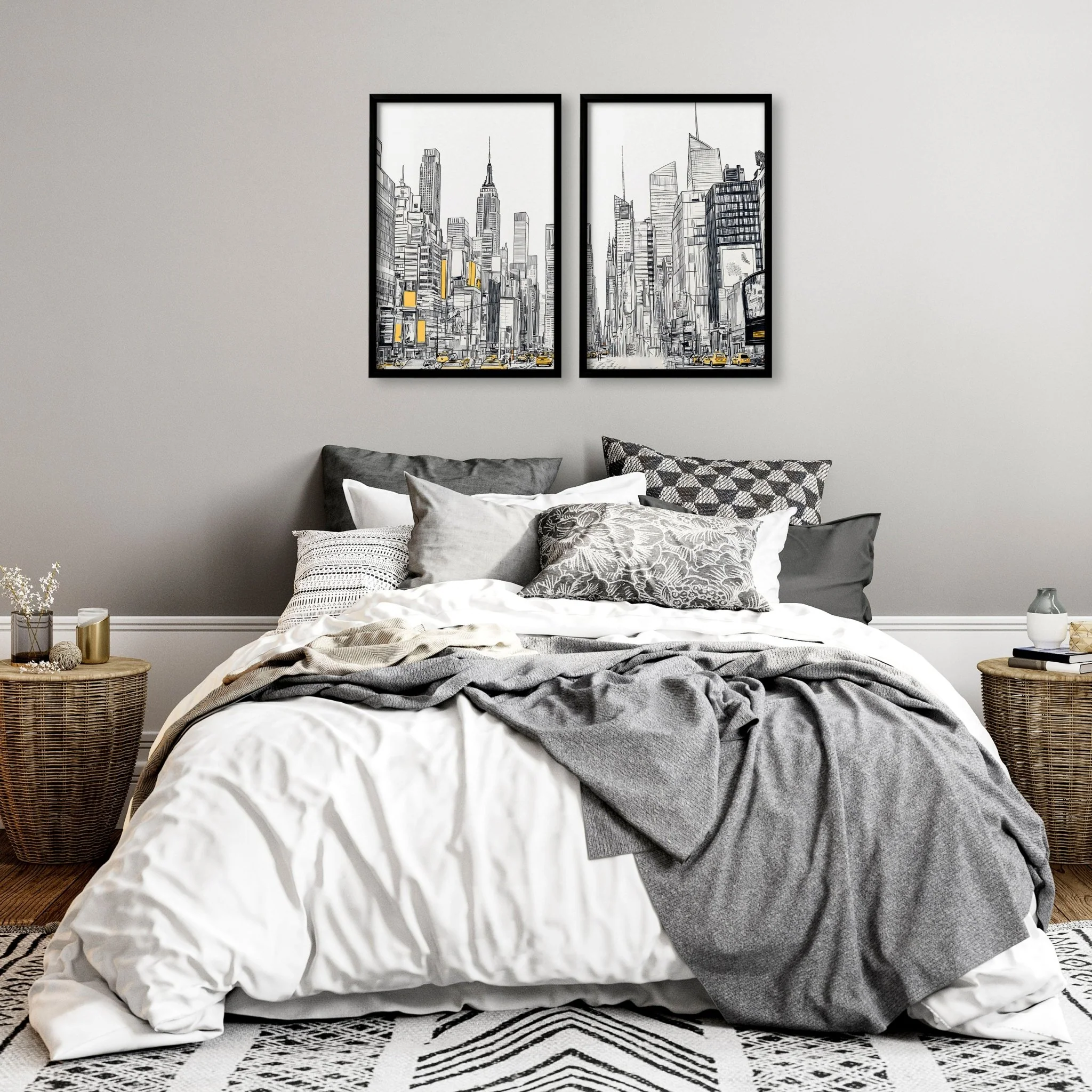 City Prints Wall Art | Set of 2 Urban Skyscrapers Wall art Prints - Image 2