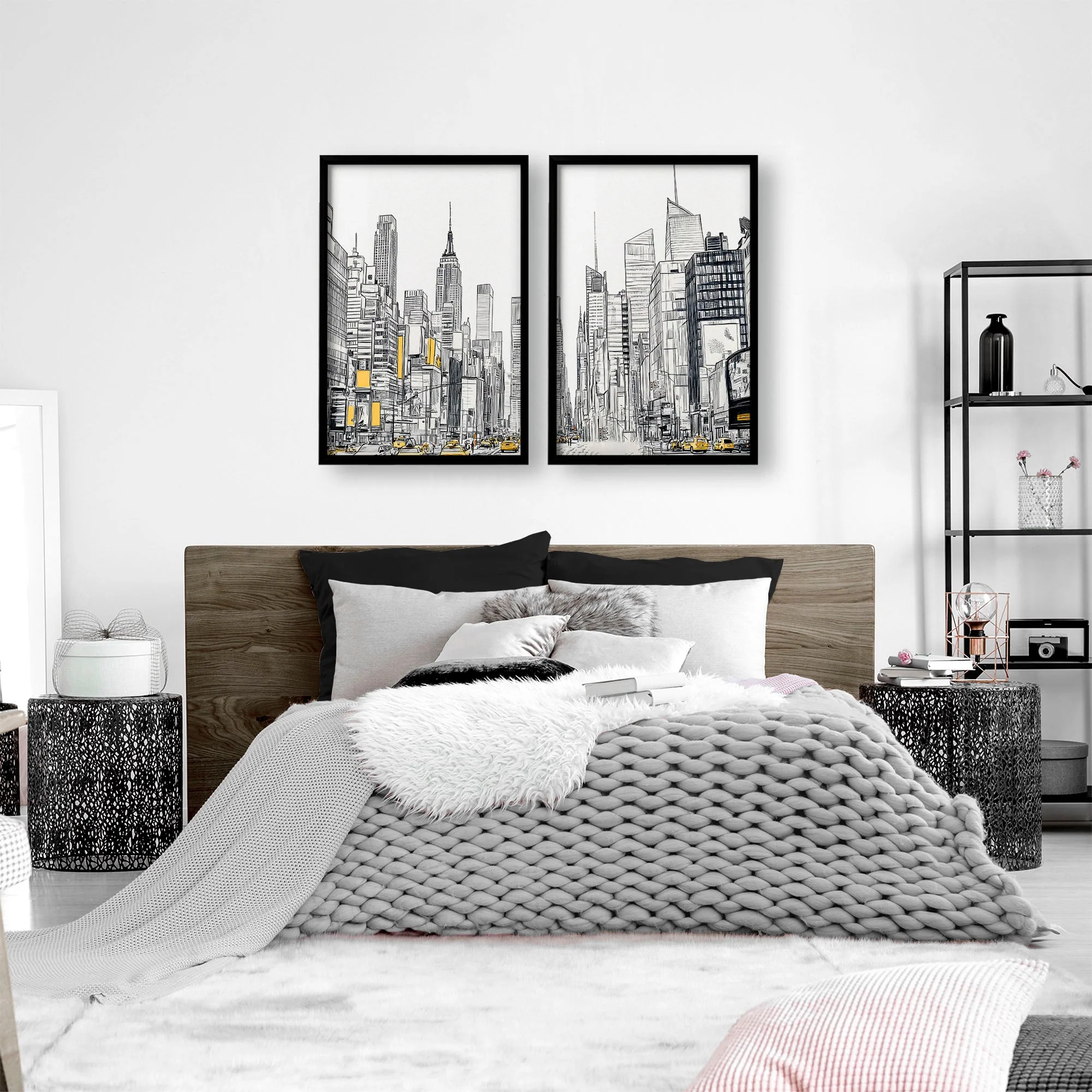 City Prints Wall Art | Set of 2 Urban Skyscrapers Wall art Prints - Image 3