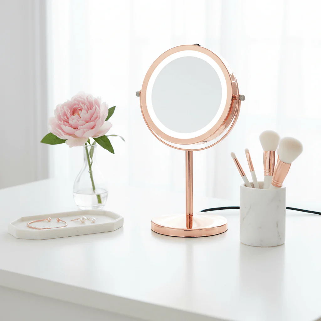 Clara Rose Gold LED Table Mirror - Image 4