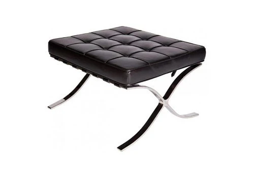 Classic Modern Barcelona Chair And Footstool, Black Leather - Image 12