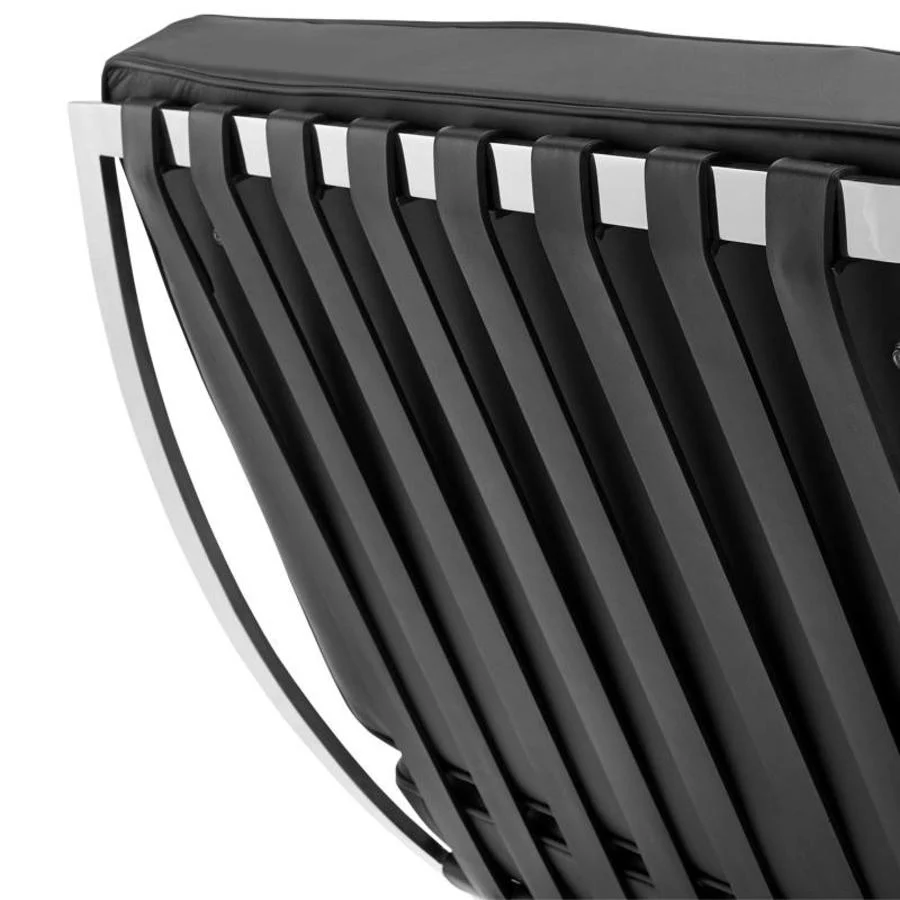 Classic Modern Barcelona Chair And Footstool, Black Leather - Image 9