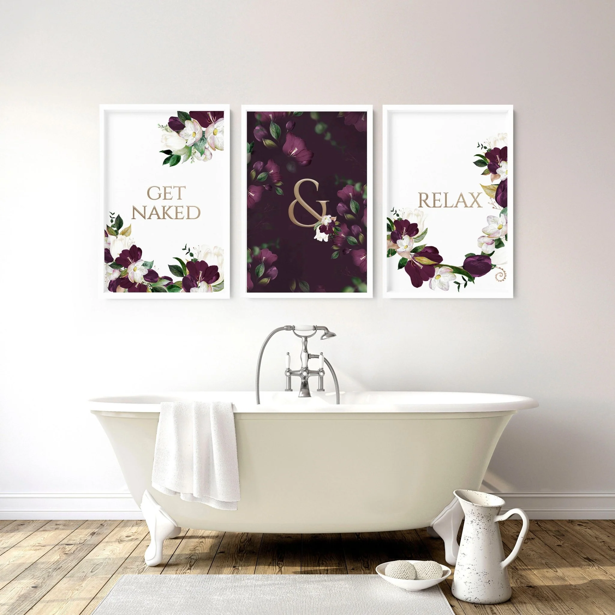 Classy bathroom wall art | set of 3 framed bathroom prints - Image 2