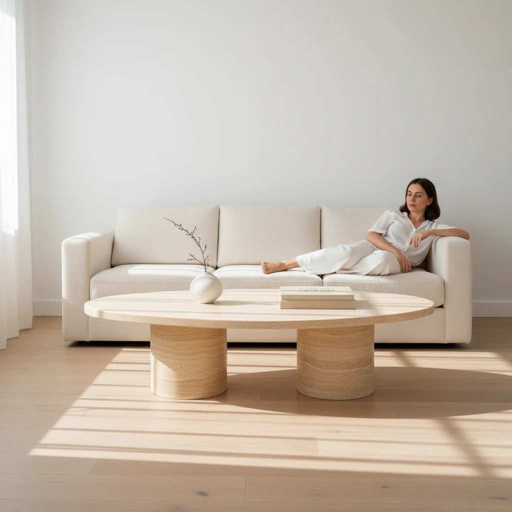 Clio Art Deco Coffee Table, Oval, Marble - Image 3