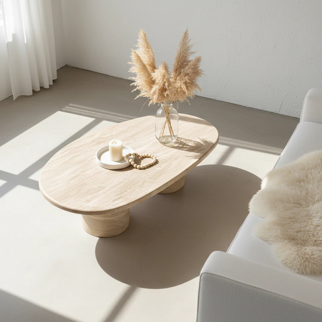 Clio Art Deco Coffee Table, Oval, Marble - Image 4