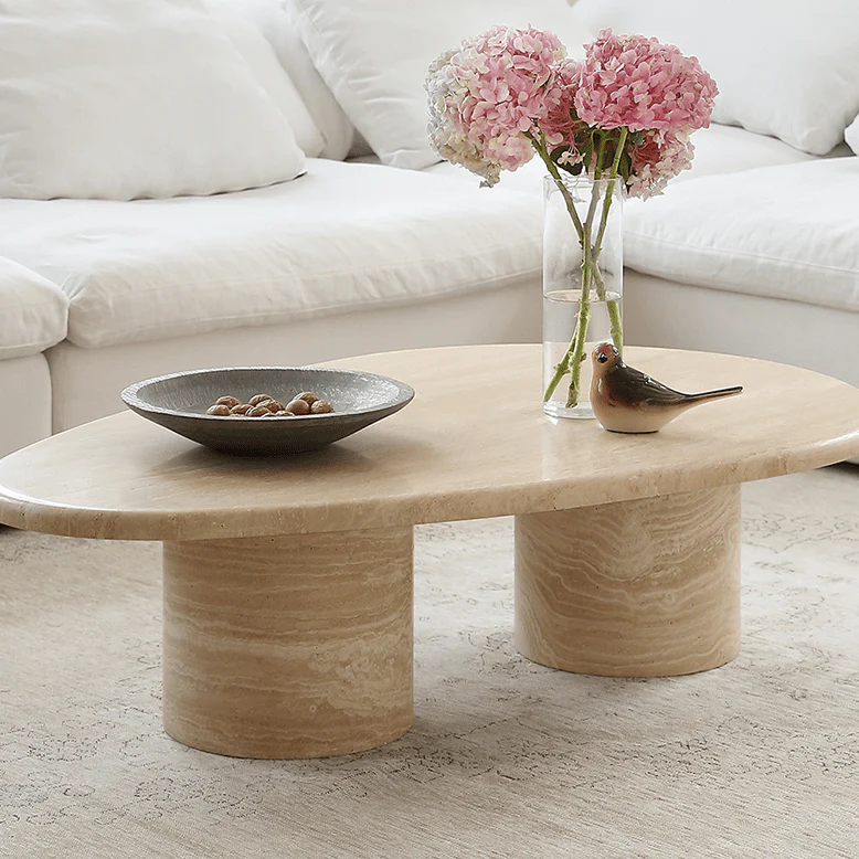 Clio Art Deco Coffee Table, Oval, Marble - Image 6