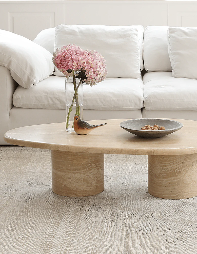 Clio Art Deco Coffee Table, Oval, Marble - Image 7