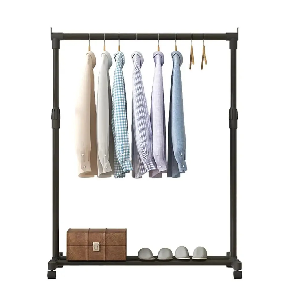 Clothes Rack With Wheels Metal Telescopic Adjustable Laundry Shop Living Room Bedroom Garment Rack Heavy-duty Standing Hanger - Image 12