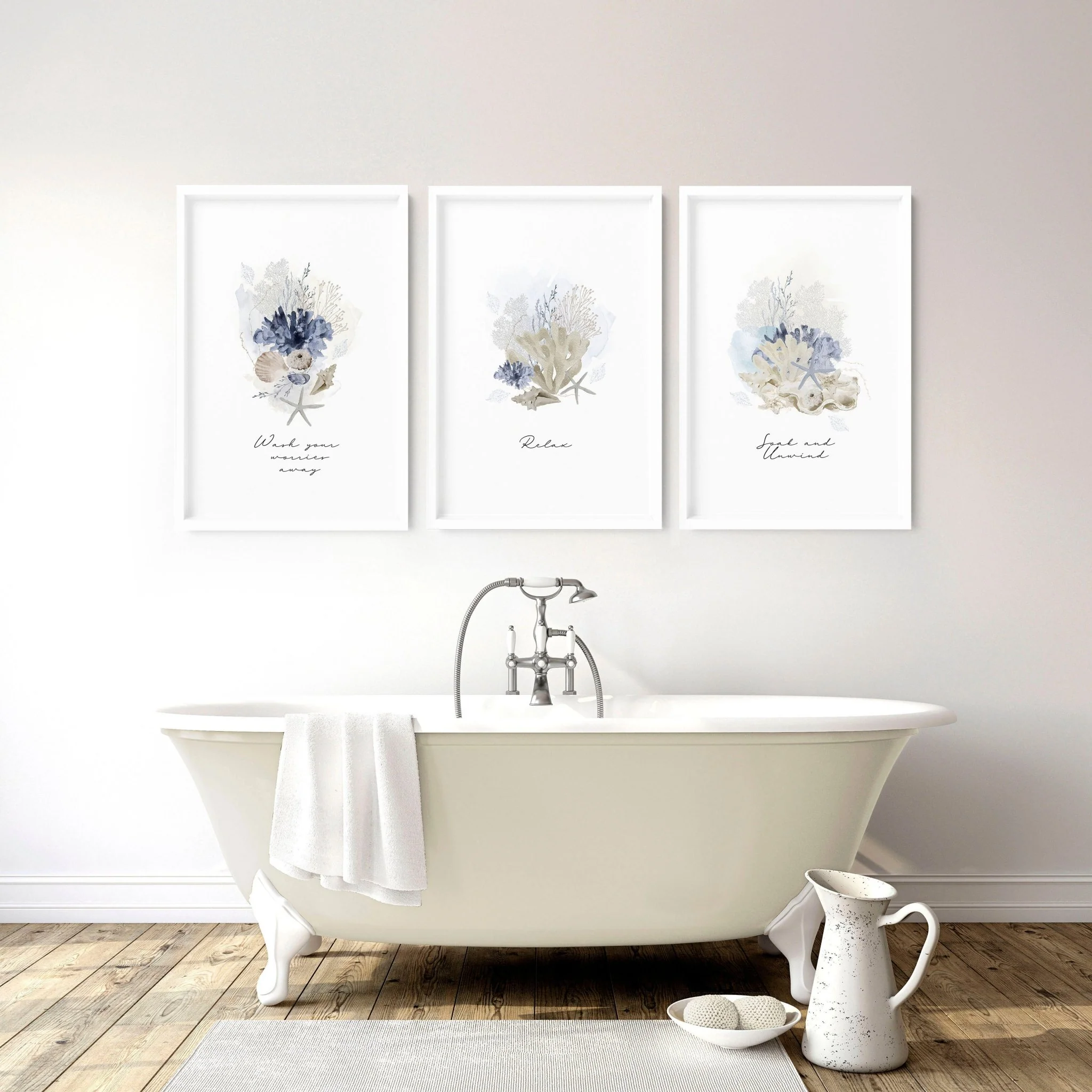 Pictures for bathrooms | set of 3 Coastal wall prints - Image 10