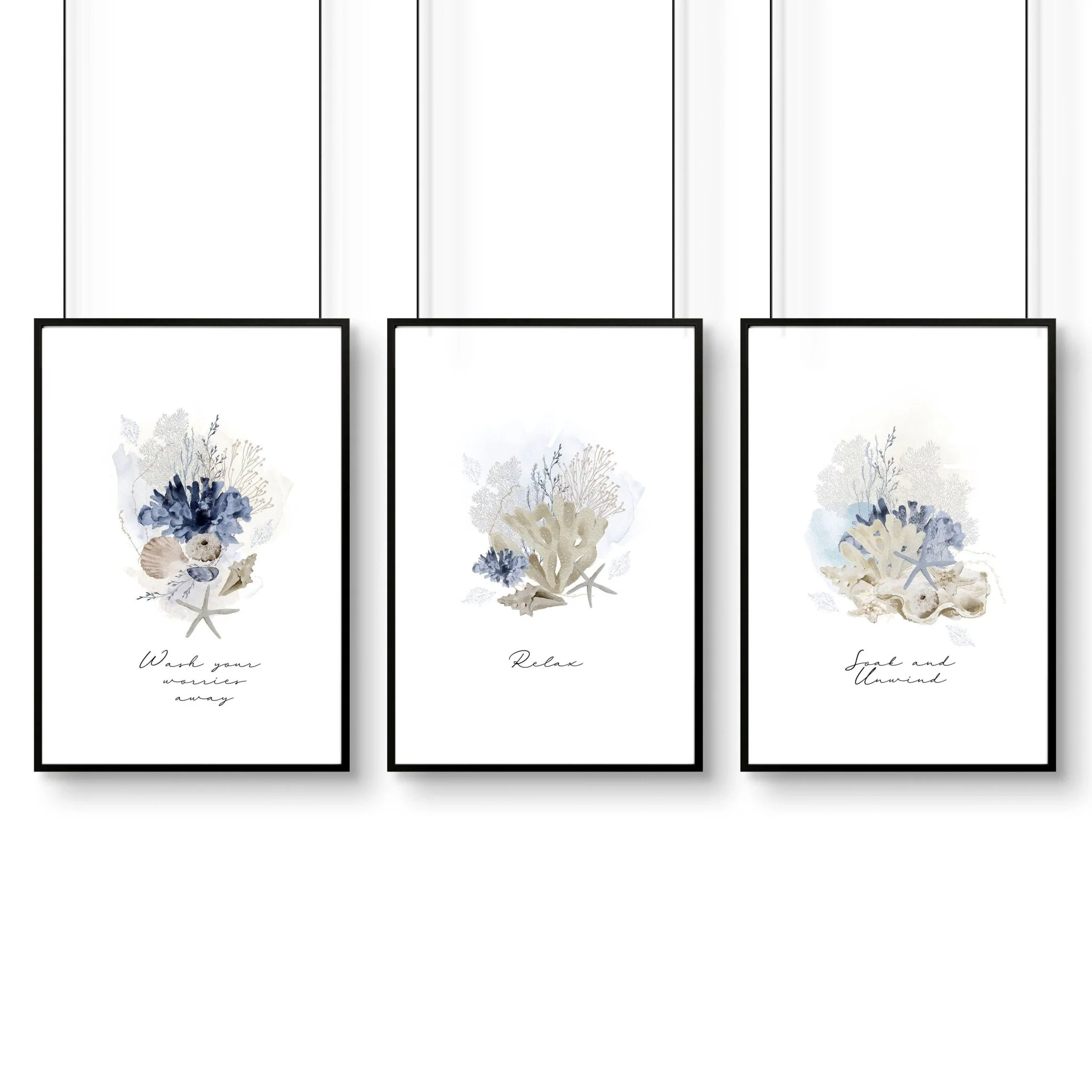Pictures for bathrooms | set of 3 Coastal wall prints - Image 8