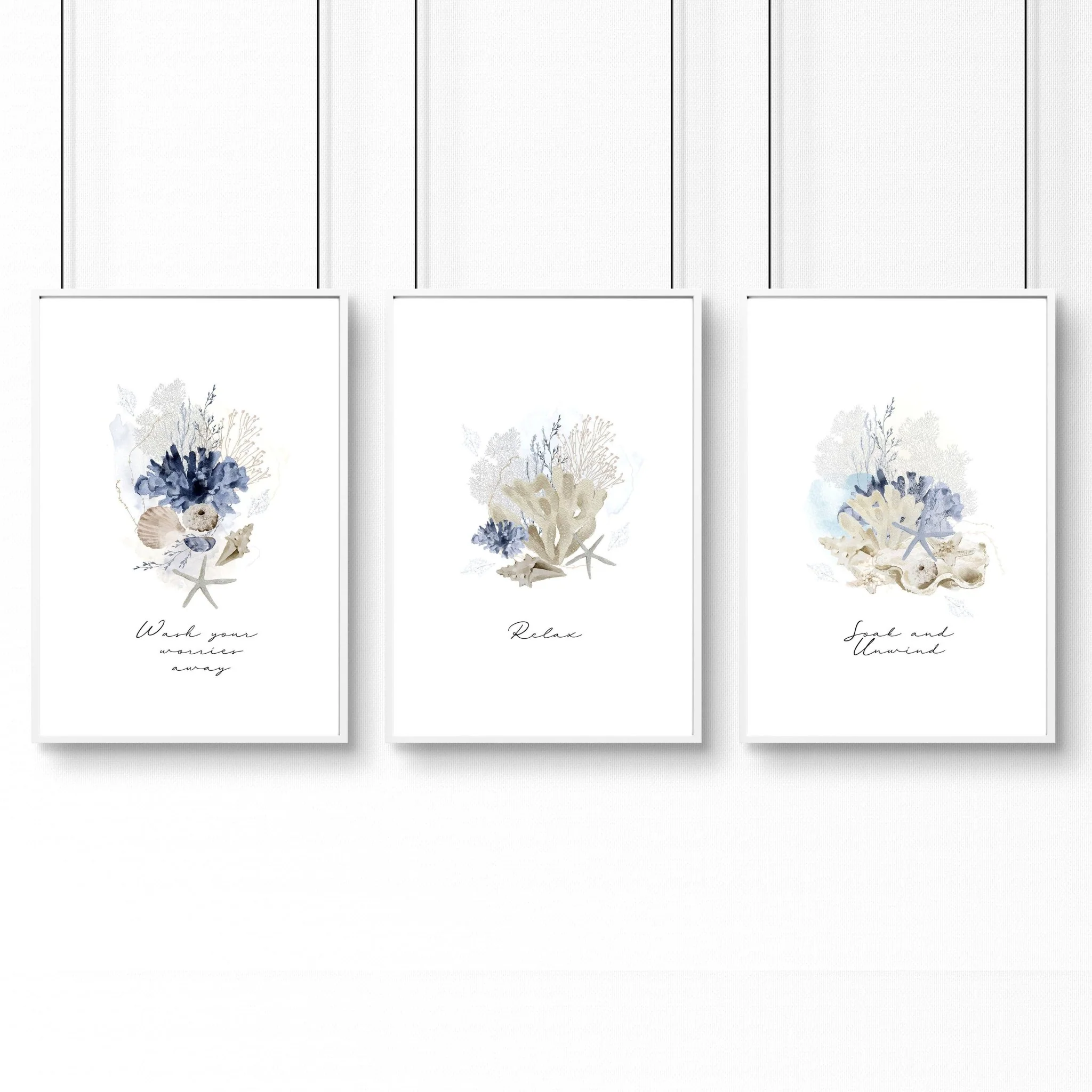 Pictures for bathrooms | set of 3 Coastal wall prints - Image 9