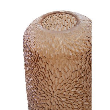 Colbie Large Embossed Amber Glass Vase - Image 10