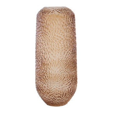 Colbie Large Embossed Amber Glass Vase - Image 13