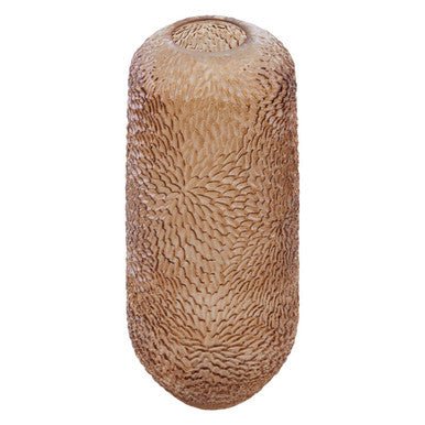 Colbie Large Embossed Amber Glass Vase - Image 5
