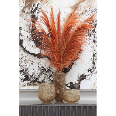 Colbie Large Embossed Amber Glass Vase - Image 9