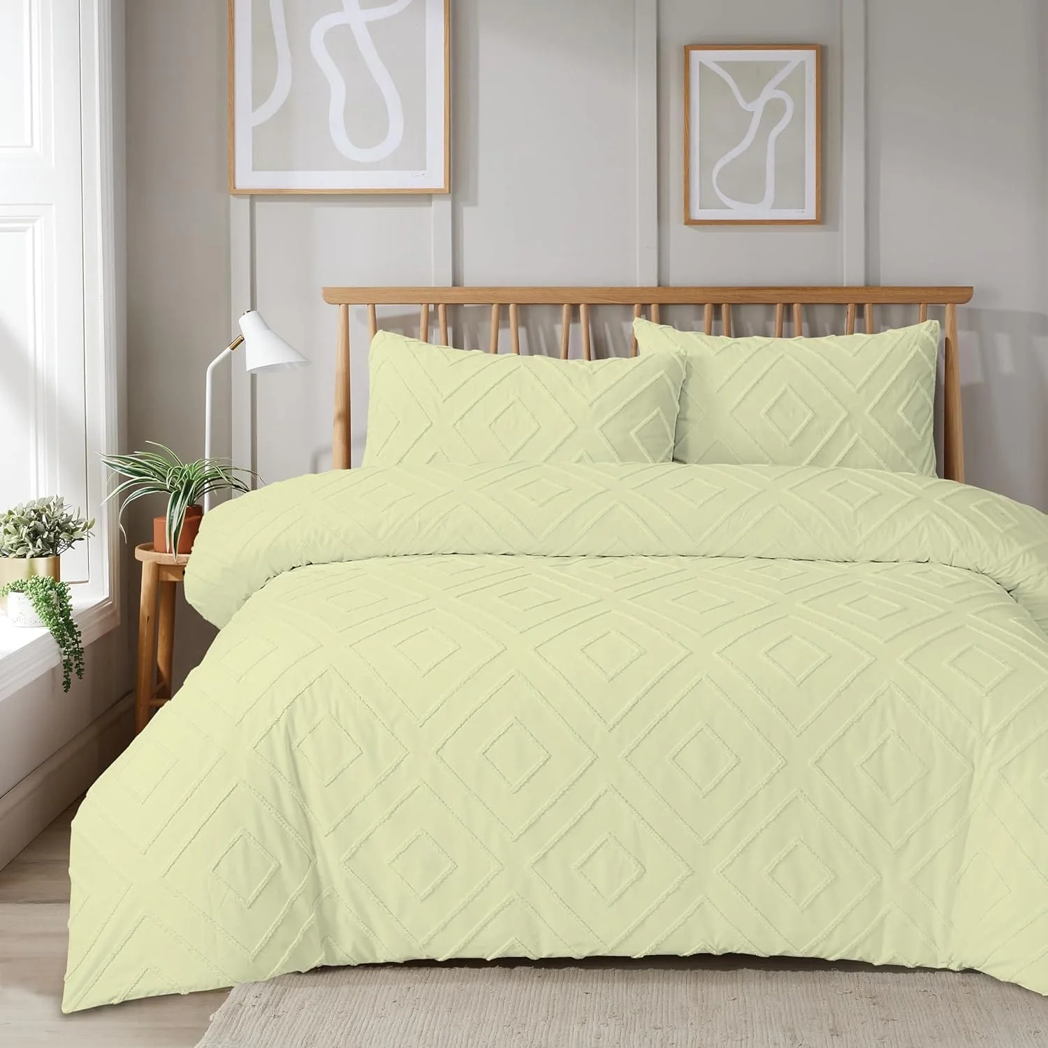 Como Tufted Duvet Cover Set with Pillowcases Grey Natural White Elegant Easy-Care Bedding Single Double King Sizes - Image 11