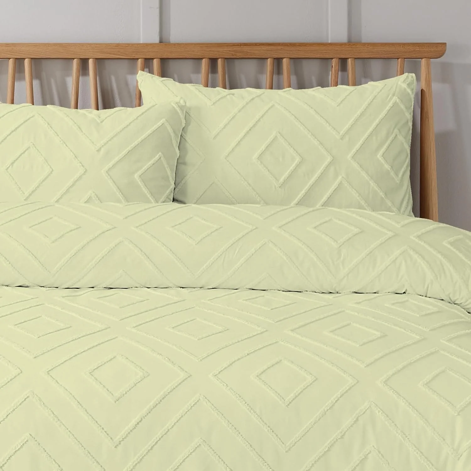 Como Tufted Duvet Cover Set with Pillowcases Grey Natural White Elegant Easy-Care Bedding Single Double King Sizes - Image 12