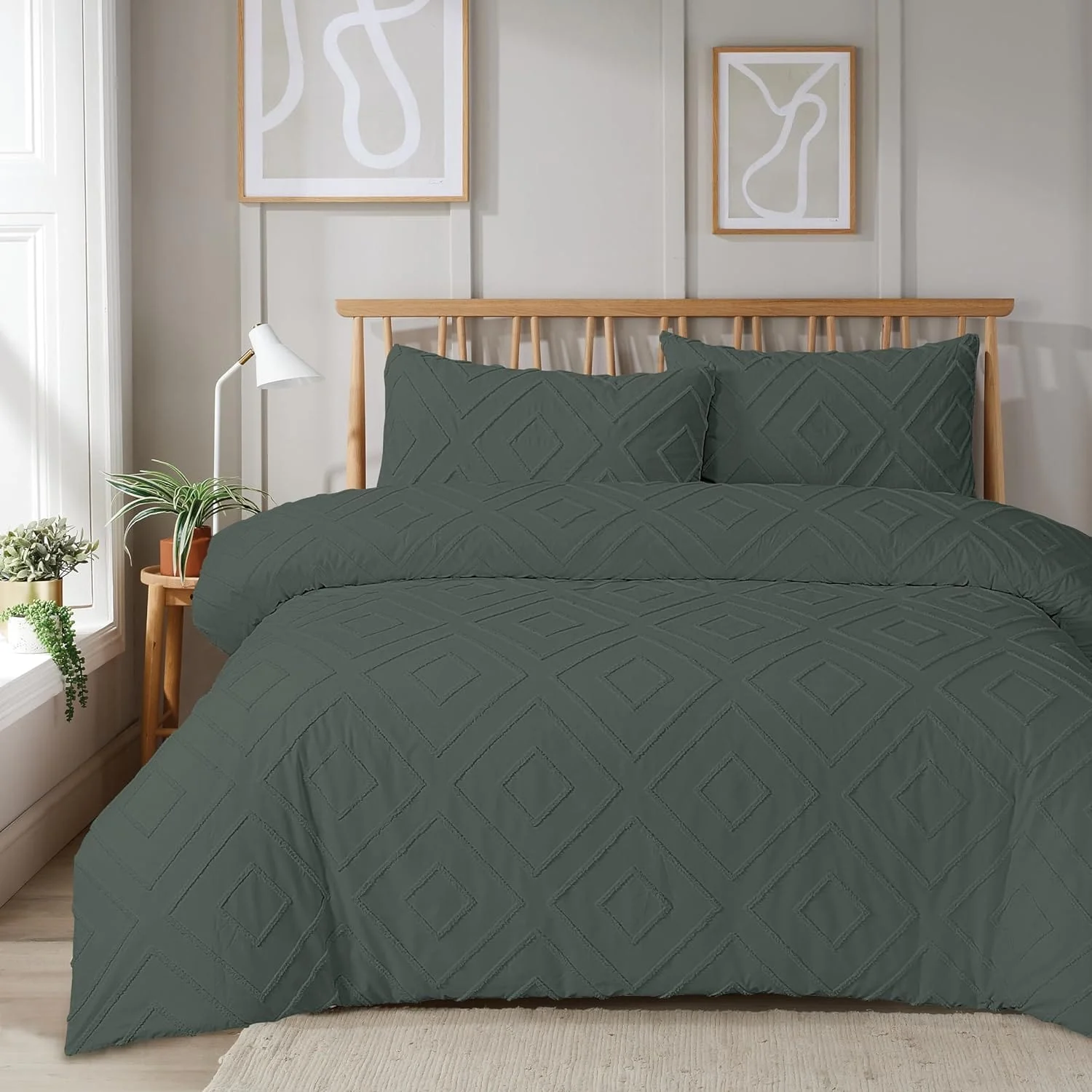 Como Tufted Duvet Cover Set with Pillowcases Grey Natural White Elegant Easy-Care Bedding Single Double King Sizes - Image 7