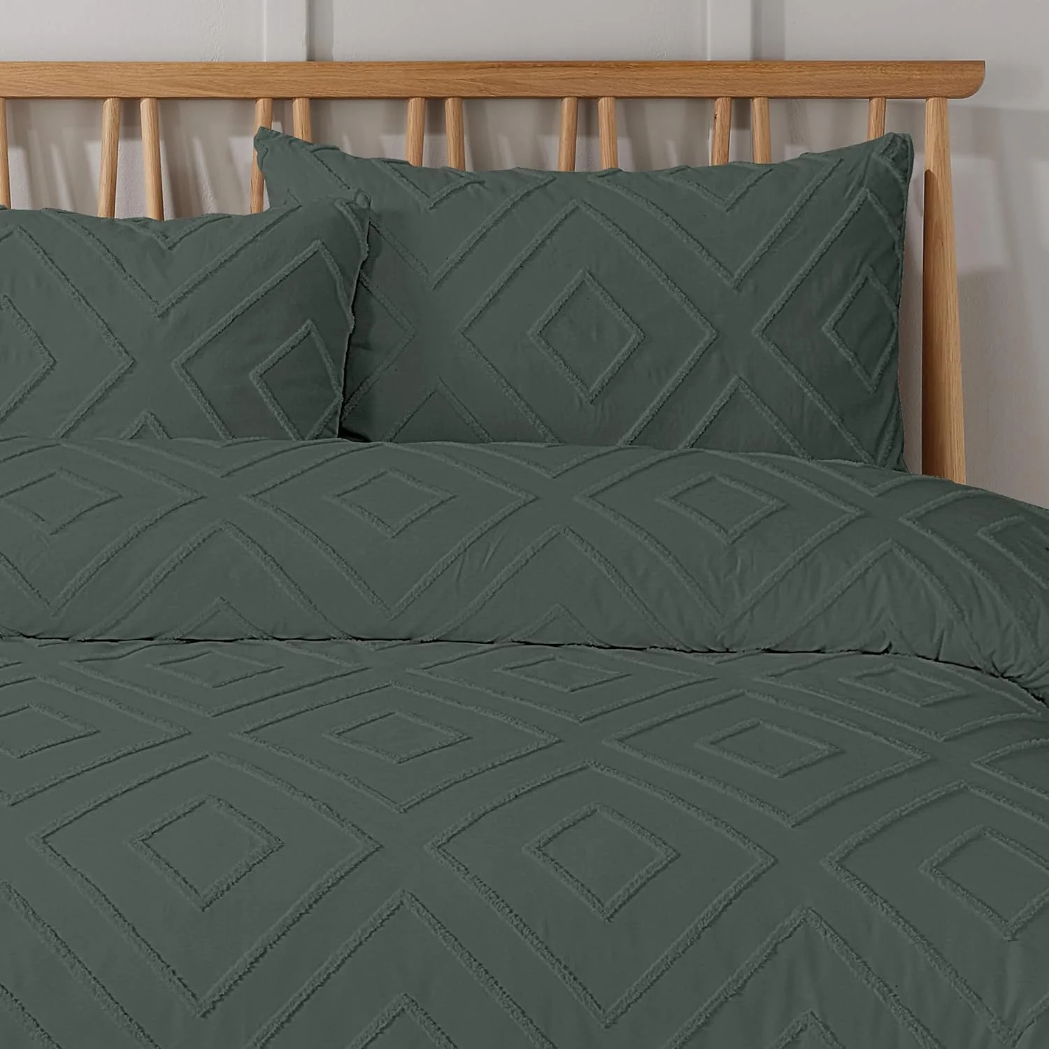Como Tufted Duvet Cover Set with Pillowcases Grey Natural White Elegant Easy-Care Bedding Single Double King Sizes - Image 8