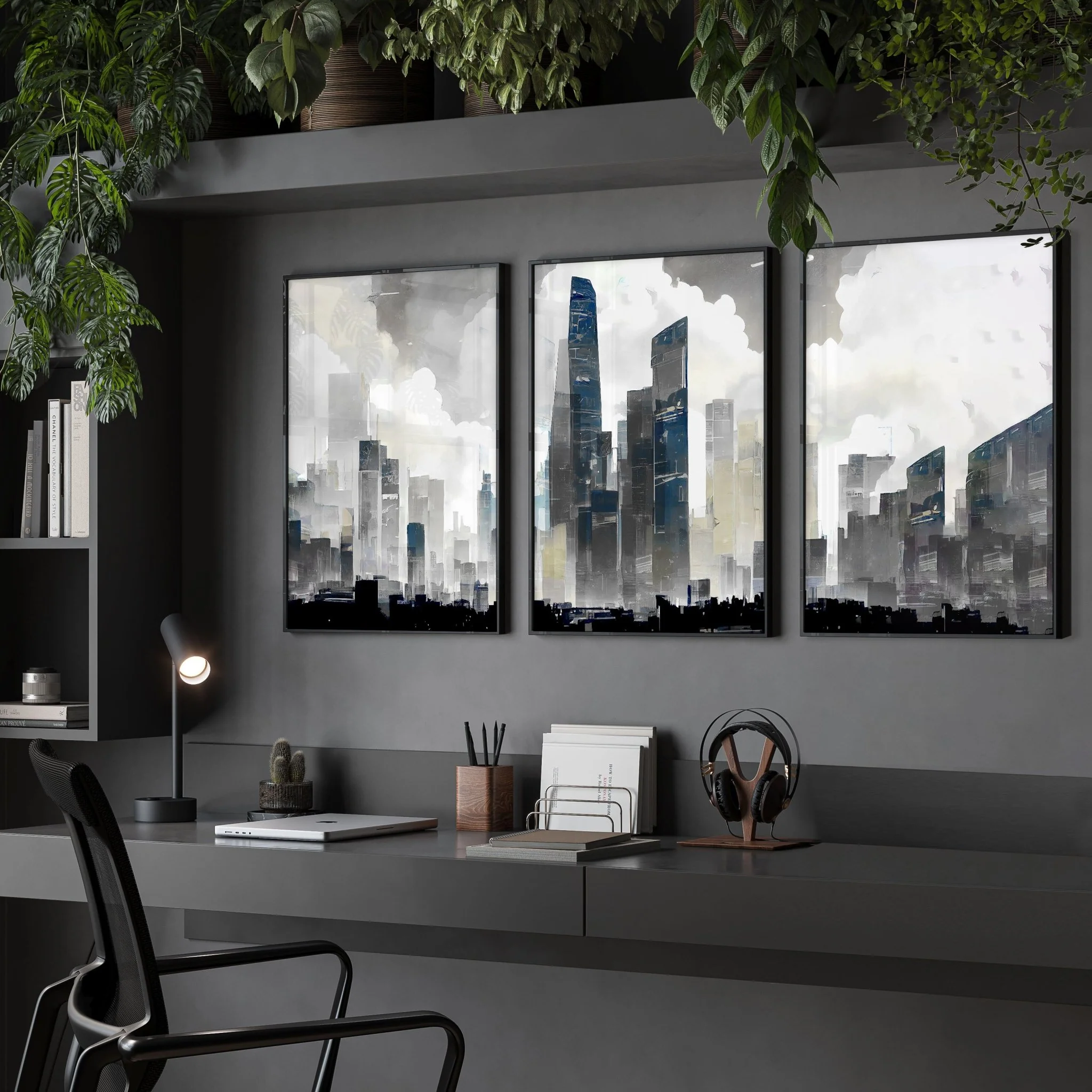 Contemporary Art Wall Decor | Set of 3 Urban Skyscrapers Wall art Prints
