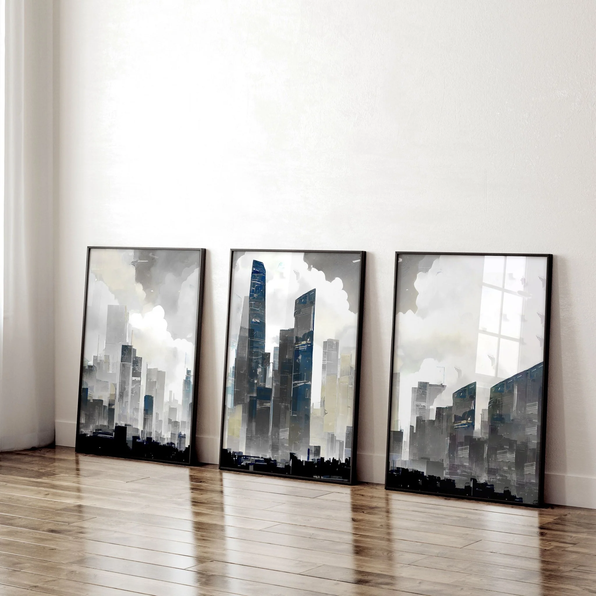 Contemporary Art Wall Decor | Set of 3 Urban Skyscrapers Wall art Prints - Image 3