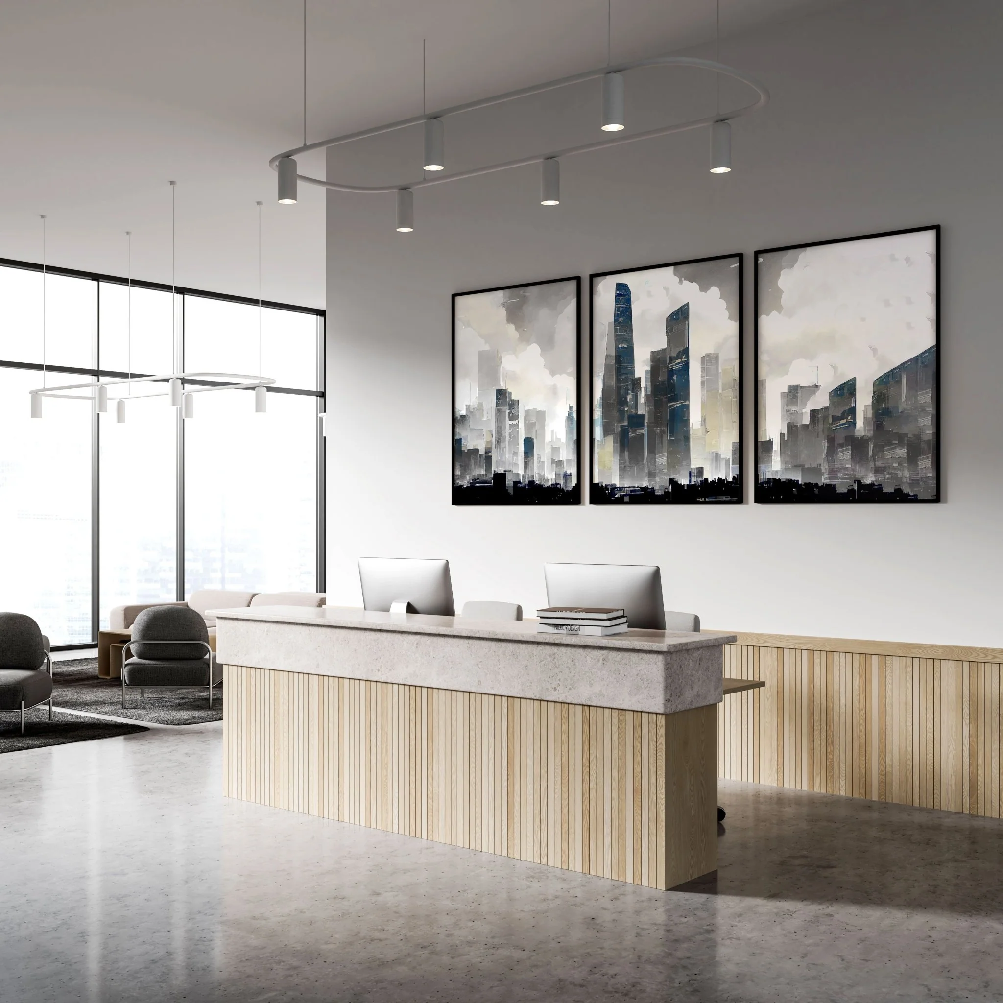 Contemporary Art Wall Decor | Set of 3 Urban Skyscrapers Wall art Prints - Image 4