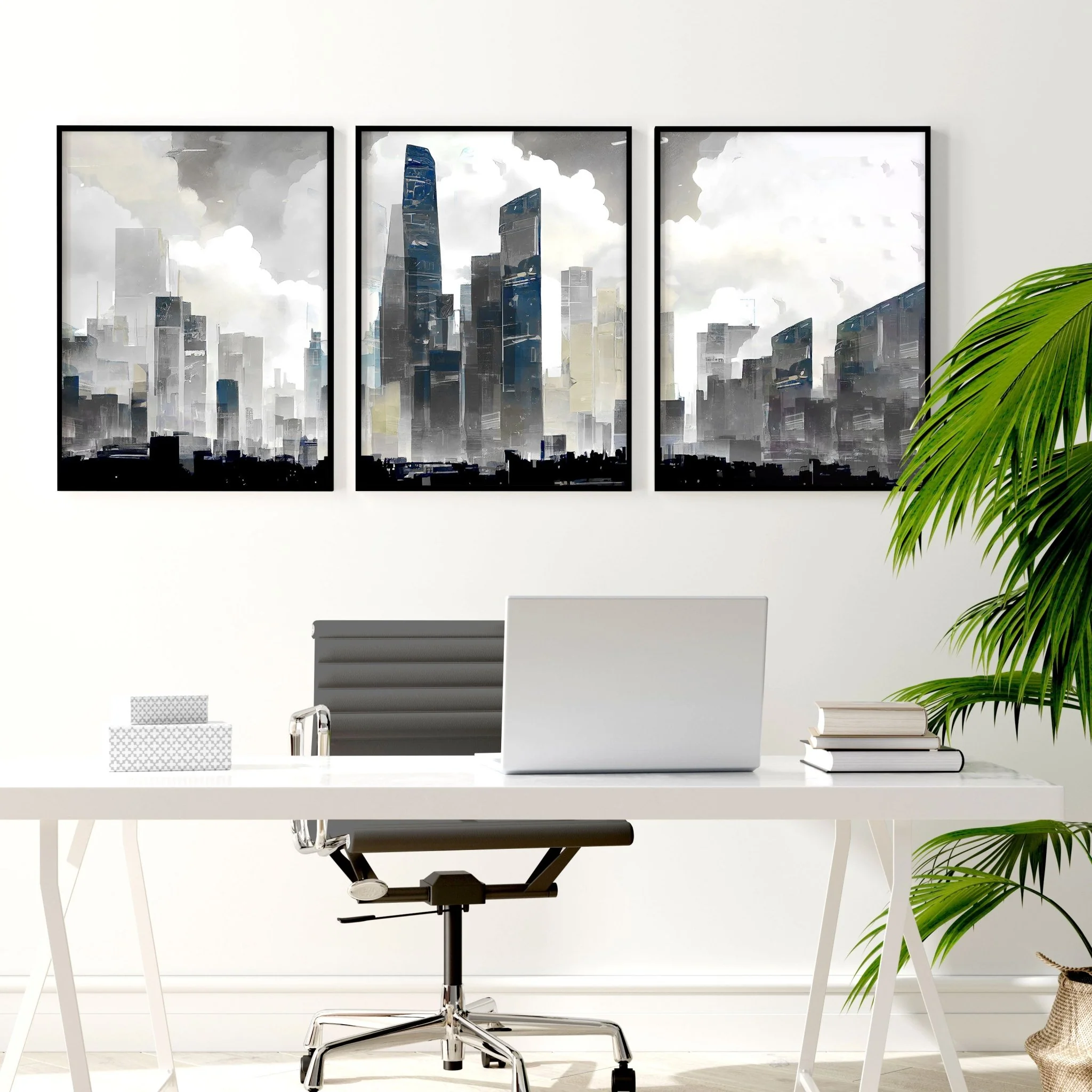 Contemporary Art Wall Decor | Set of 3 Urban Skyscrapers Wall art Prints - Image 6