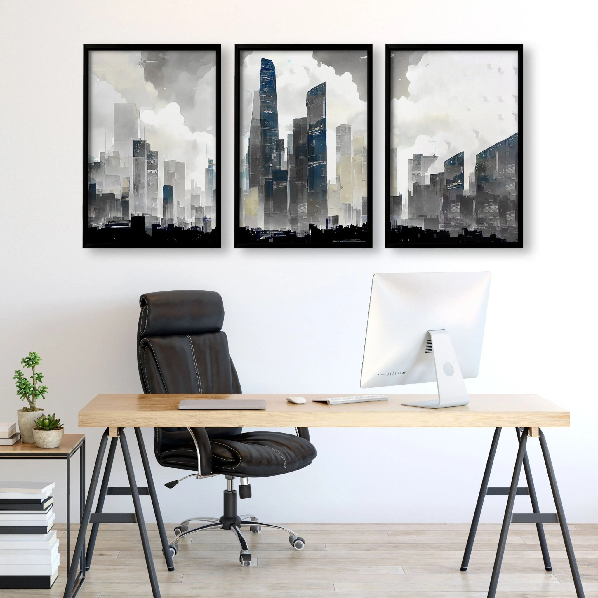 Contemporary Art Wall Decor | Set of 3 Urban Skyscrapers Wall art Prints - Image 7