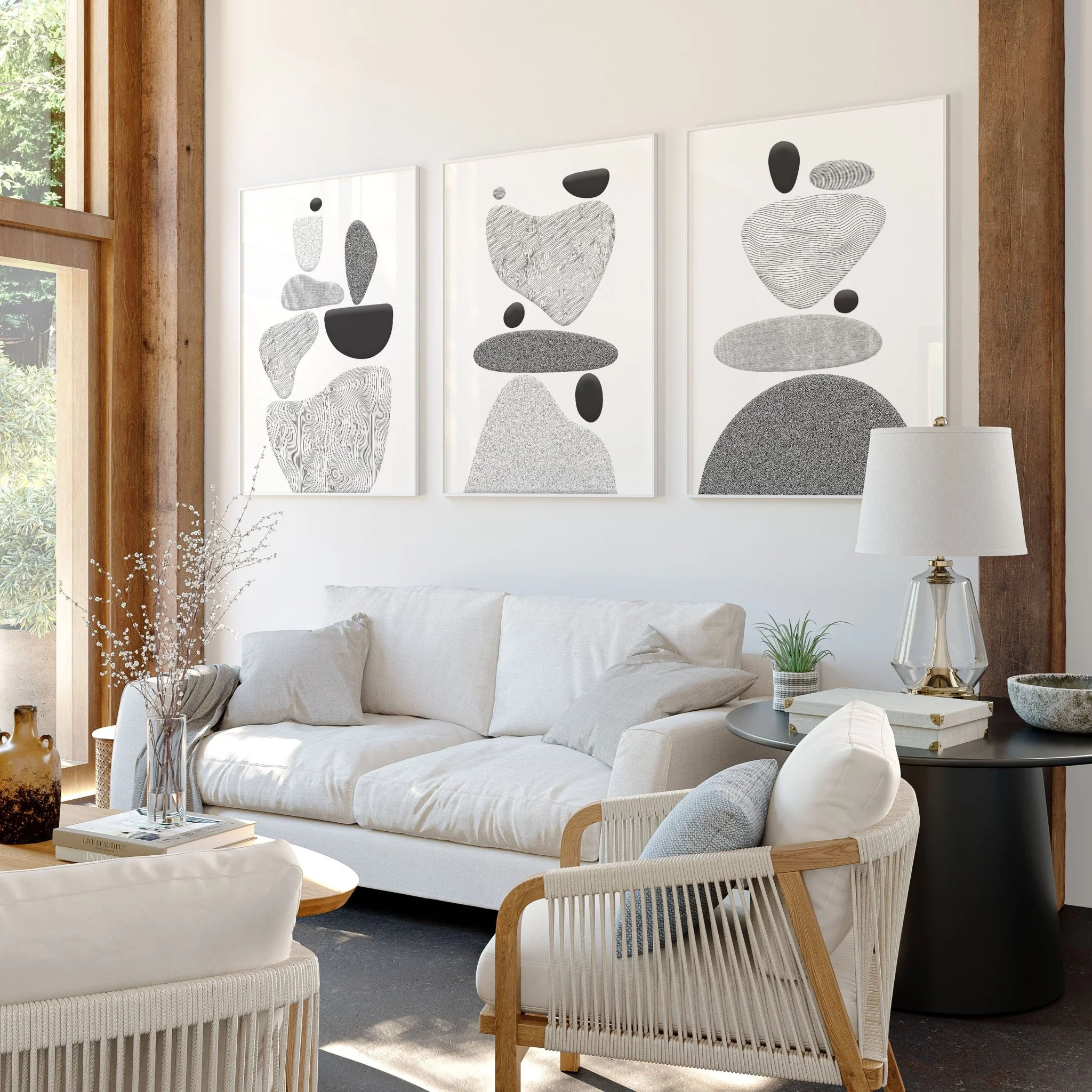 Contemporary Artwork For Living Room | Set of 3 wall art prints - Image 4