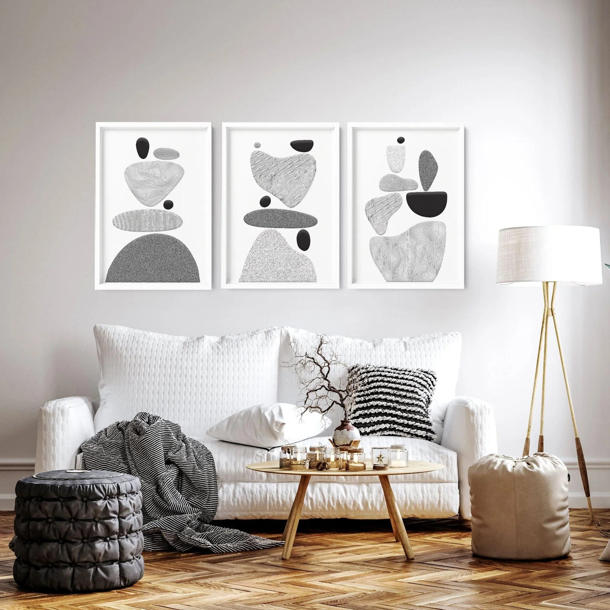 Contemporary Artwork For Living Room | Set of 3 wall art prints - Image 5