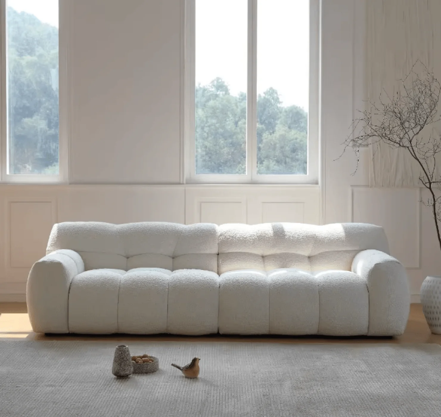Cora Three Seater Sofa, Boucle - Image 8