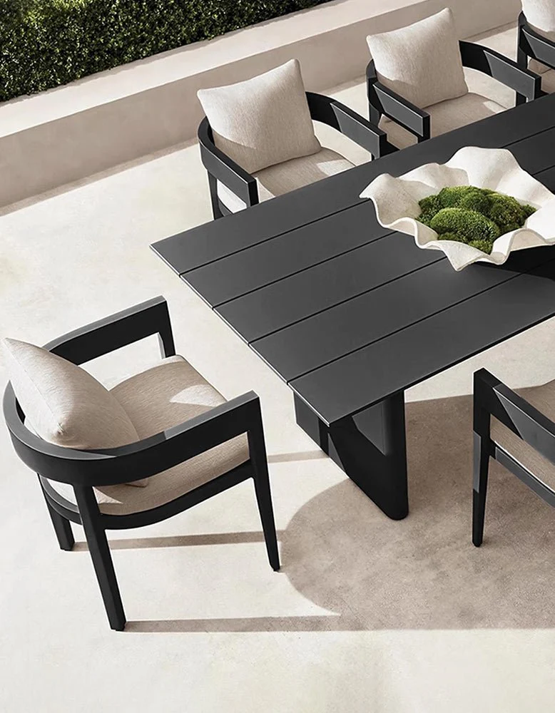 Cortez Outdoor Dining Table Set, Black - Image 5