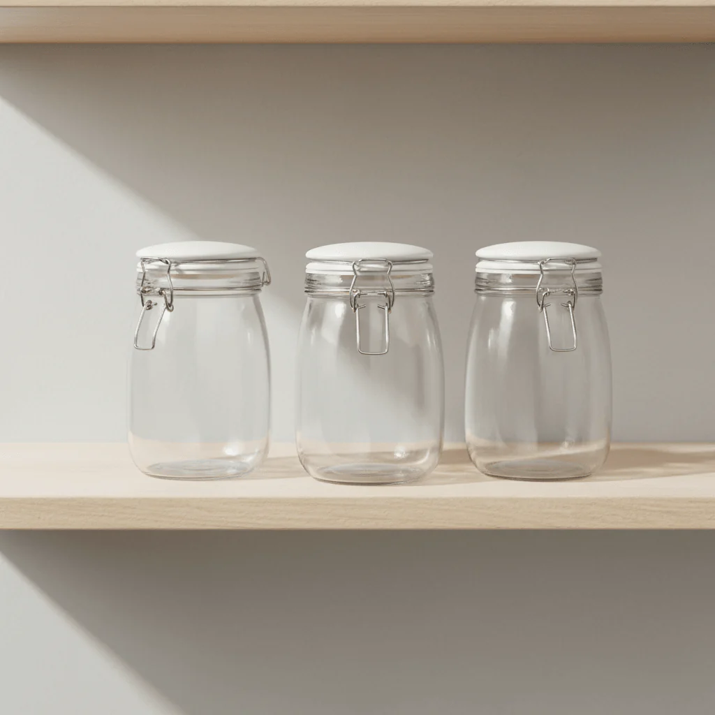 Country Cottage Set of 3 Glass Jars in a Basket - Image 3