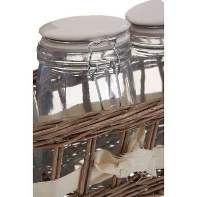 Country Cottage Set of 3 Glass Jars in a Basket - Image 6