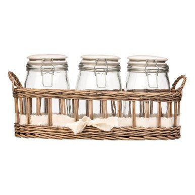 Country Cottage Set of 3 Glass Jars in a Basket - Image 7