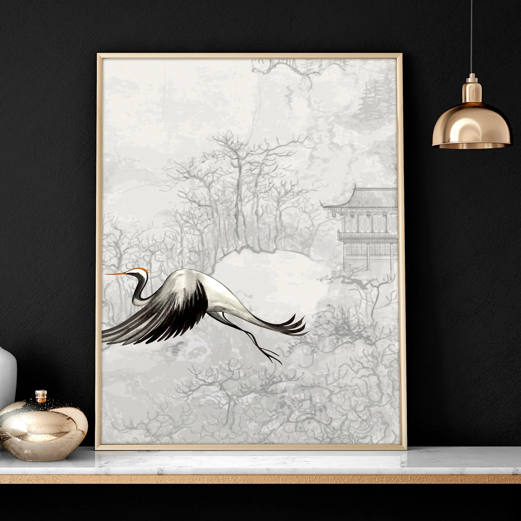 Crane art | set of 3 Japanese wall art - Image 6