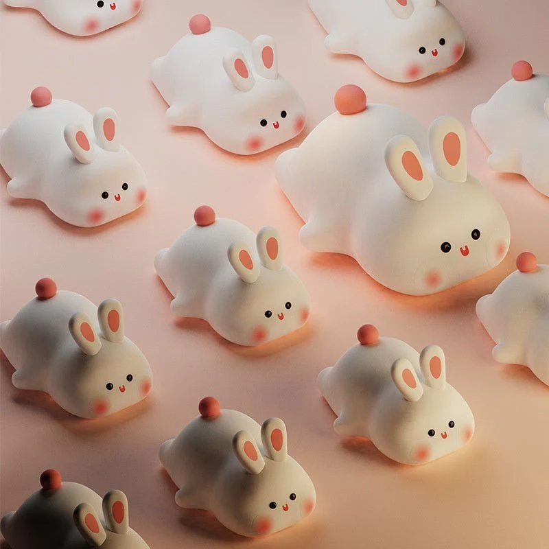 Cute LED Night Light Touch Sensor Cartoon Kid's Nightlights Big Face Rabbit Silicone Night Light Christmas Gift Bedside Lamp Home Decor - Image 14