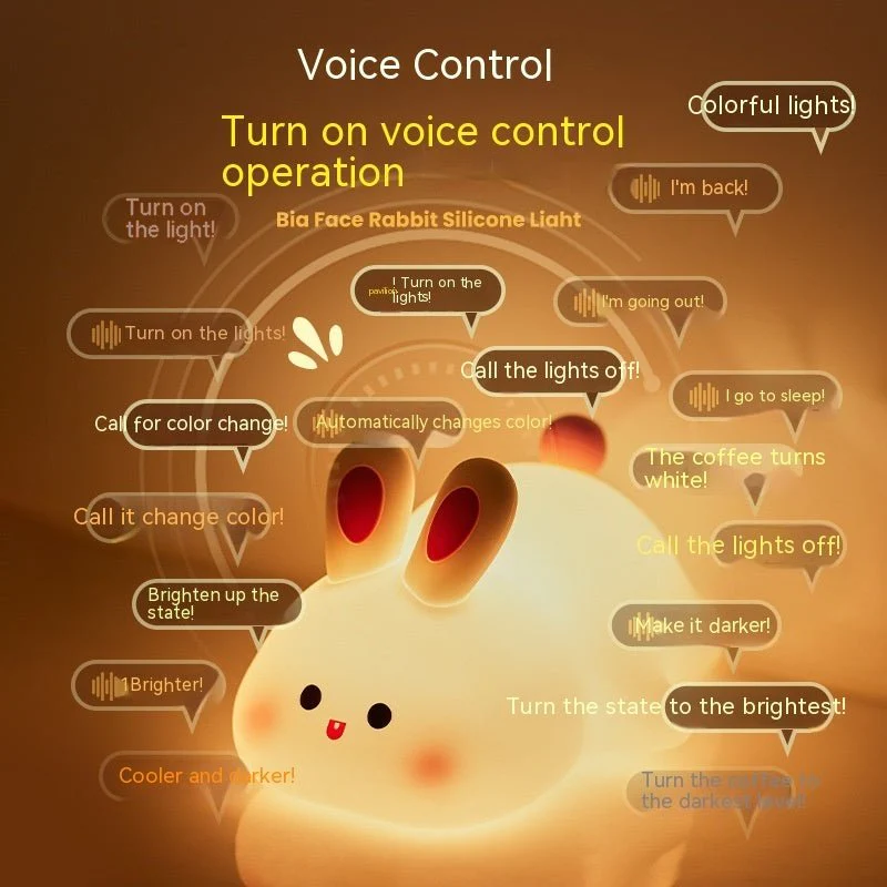 Cute LED Night Light Touch Sensor Cartoon Kid's Nightlights Big Face Rabbit Silicone Night Light Christmas Gift Bedside Lamp Home Decor - Image 16