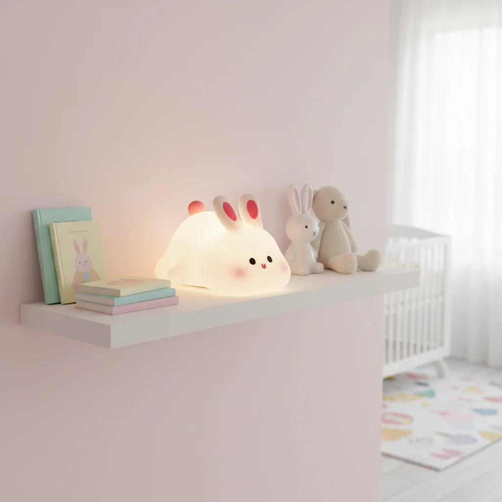 Cute LED Night Light Touch Sensor Cartoon Kid's Nightlights Big Face Rabbit Silicone Night Light Christmas Gift Bedside Lamp Home Decor - Image 4