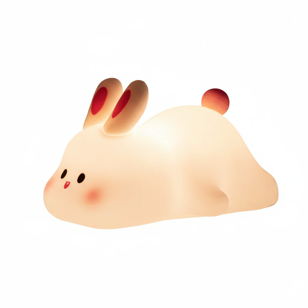 Cute LED Night Light Touch Sensor Cartoon Kid's Nightlights Big Face Rabbit Silicone Night Light Christmas Gift Bedside Lamp Home Decor - Image 5